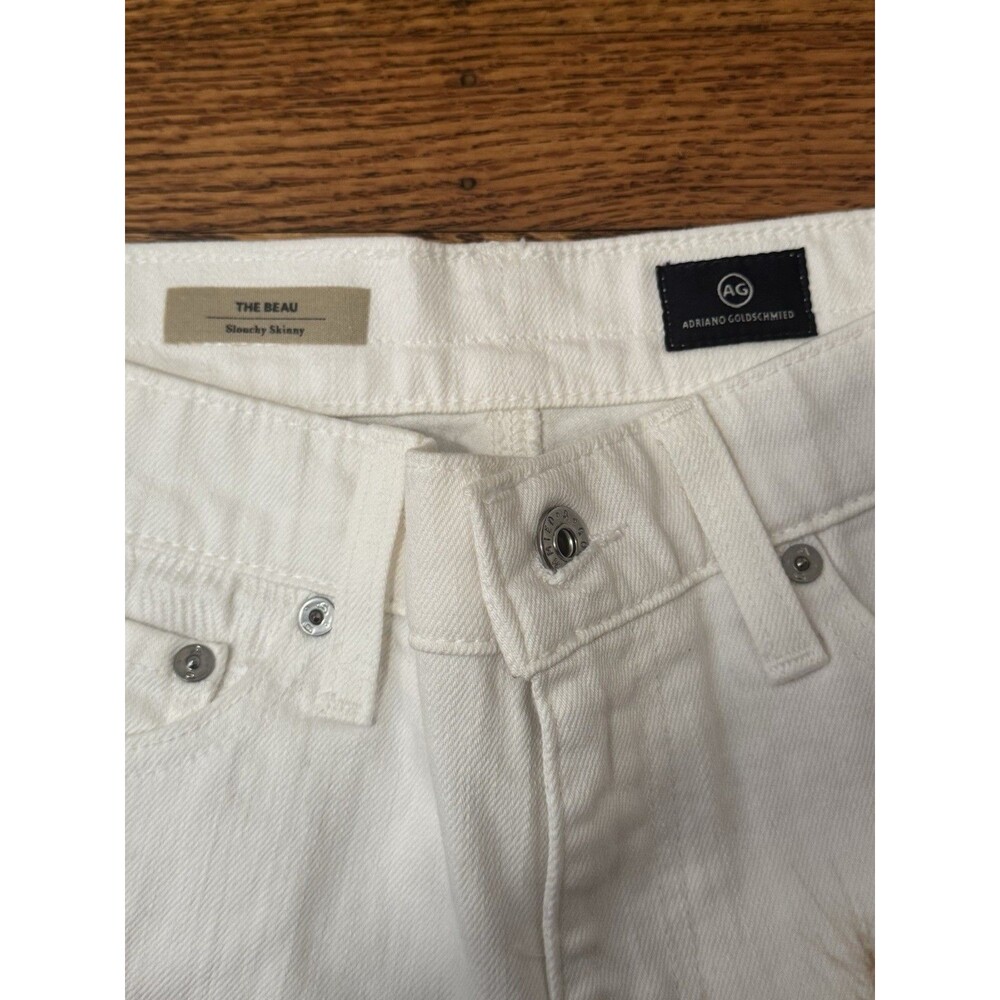 AG Adriano Goldschmied The Beau Slouchy Skinny Jeans 27 Optic White Ankle Sample - Picture 3 of 7